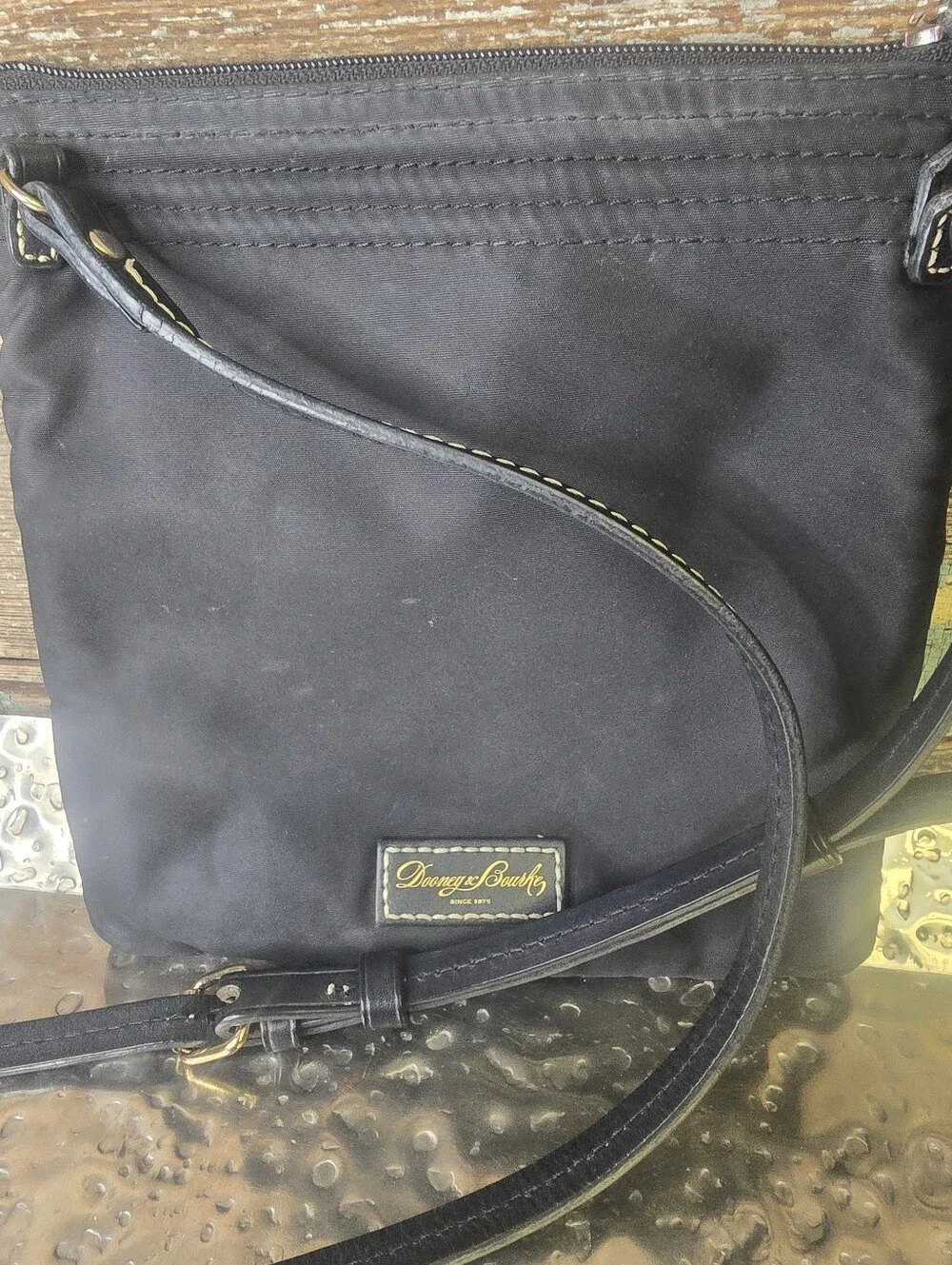 Dooney & Bourke Black Nylon Triple Zip Crossbody Bag Pink Lining